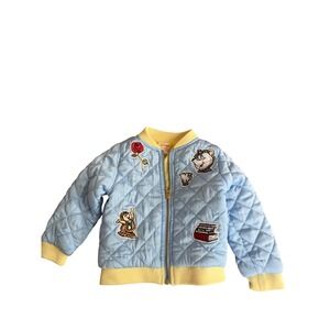 Disney Tutu Couture Beauty and the Beast Quilted Bomber Jacket Blue 2T
